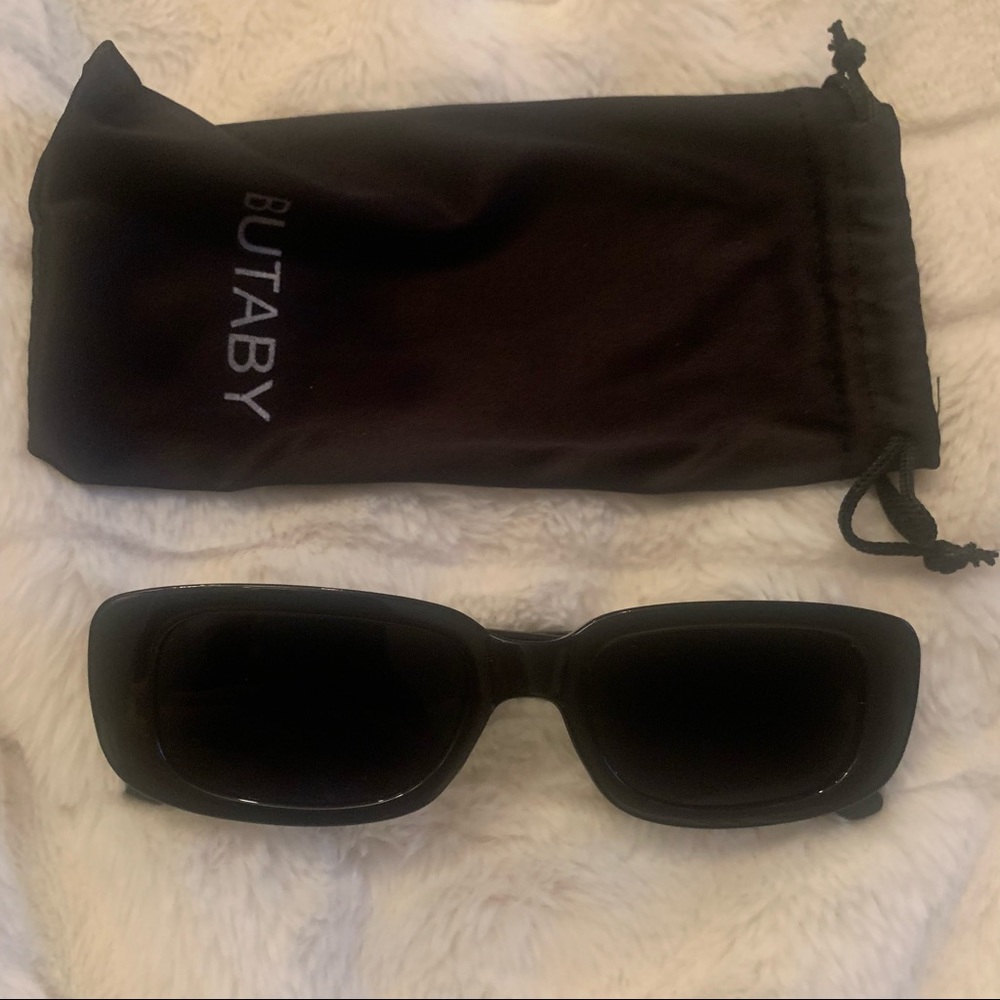 90’s Retro Rectangle Sunglasses Black - Picture 4 of 5